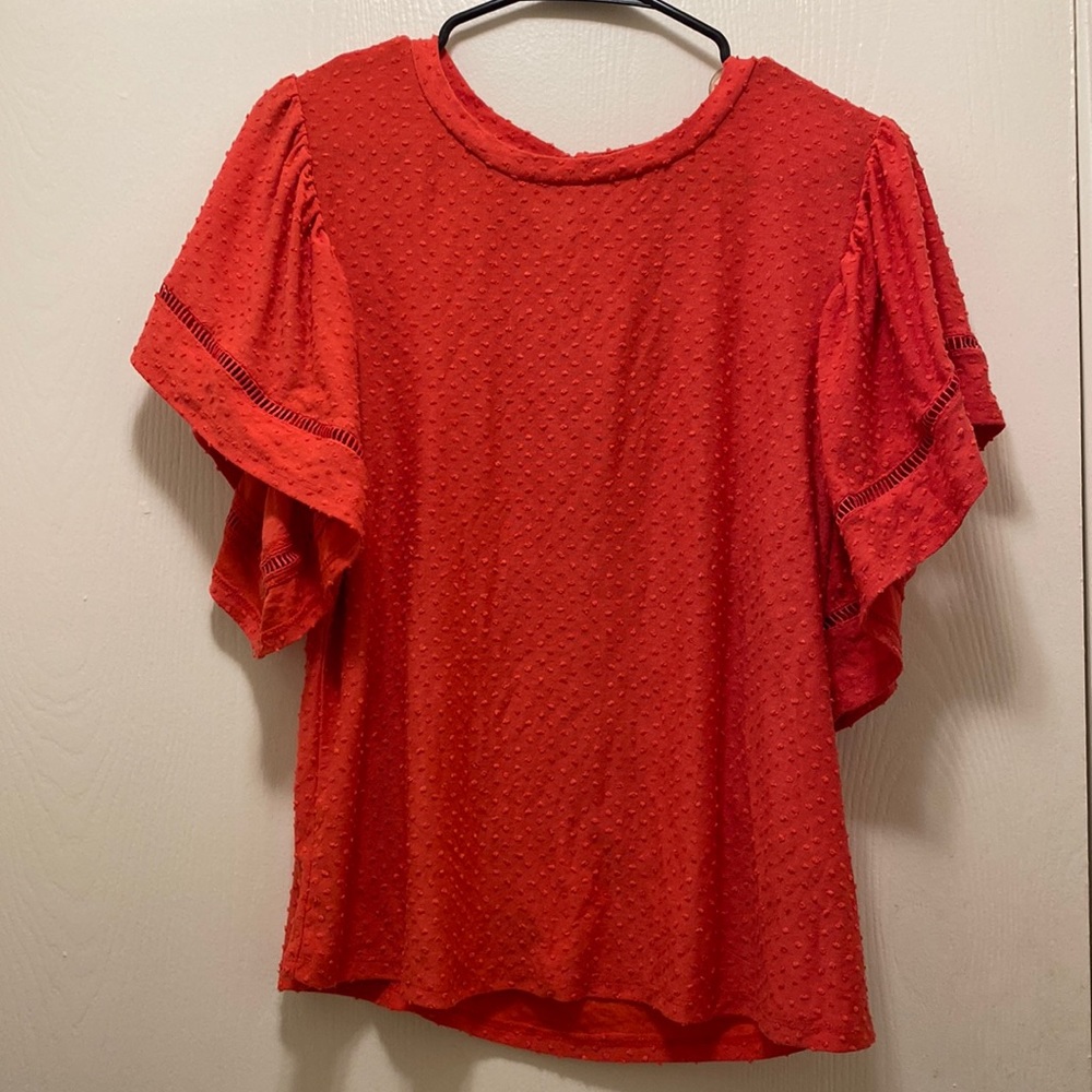 Short Sleeve Clip Dot Knit Top